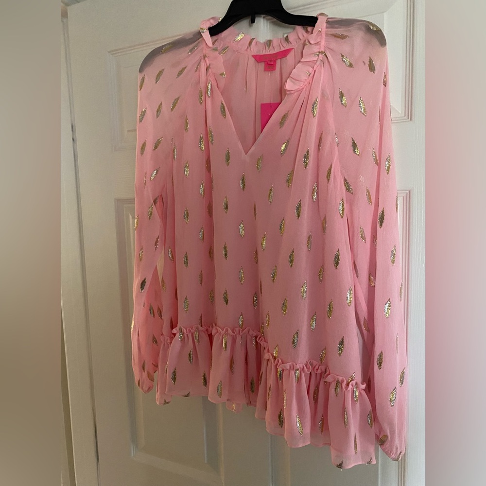 Lilly Pulitzer pink and gold top